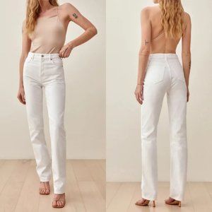 NEW Reformation Cynthia High Rise Straight Long Jeans Womens 29 Porcelain